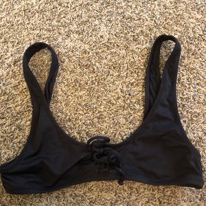 JCrew black lace up bikini top size small